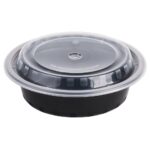 Black Base Round Container 24oz with Clear Lid